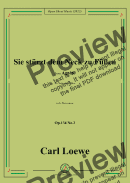 page one of Loewe-Sie stürzt dem Neck zu Füßen,in b flat minor,Op.134 No.2,from Agnete 