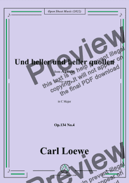 page one of Loewe-Und heller und heller quollen,in C Major,Op.134 No.4,from Agnete