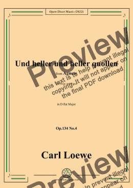 page one of Loewe-Und heller und heller quollen,in D flat Major,Op.134 No.4,from Agnete 