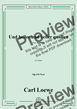 page one of Loewe-Und heller und heller quollen,in E Major,Op.134 No.4,from Agnete 