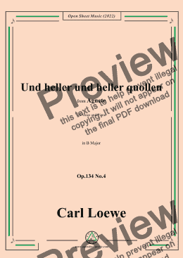 page one of Loewe-Und heller und heller quollen,in B Major,Op.134 No.4,from Agnete 