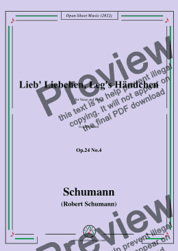 page one of Schumann-Lieb Liebchen, Leg's Händchen,Op.24 No.4,in a flat minor 