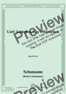 page one of Schumann-Lieb Liebchen, Leg's Händchen,Op.24 No.4,in c minor 