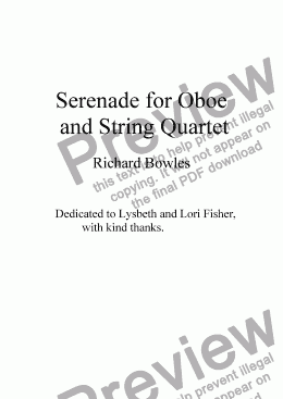 page one of Serenade for oboe and string quartet