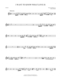 page one of I Want To Know What Love Is (Violin Solo)