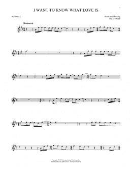 page one of I Want To Know What Love Is (Alto Sax Solo)