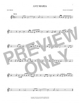 page one of Ave Maria, Op. 52, No. 6 (Recorder Solo)