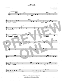 page one of Longer (Recorder Solo)