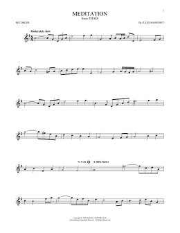 page one of Meditation (Recorder Solo)