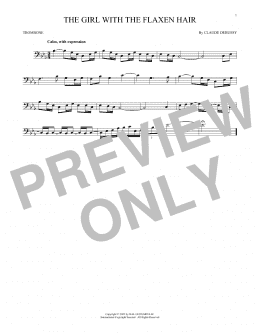 page one of La Fille Aux Cheveux De Lin (The Girl With The Flaxen Hair) (Trombone Solo)