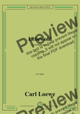 page one of Loewe-Lebewohl,in E Major,for Voice and Piano