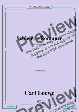 page one of Loewe-Schleier-Romanze,in E flat Major,for Voice and Piano 