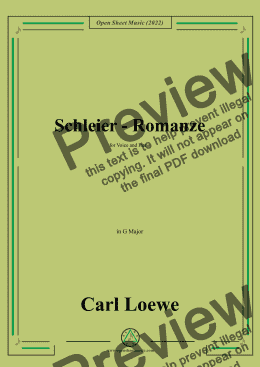 page one of Loewe-Schleier-Romanze,in G Major,for Voice and Piano 