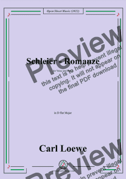 page one of Loewe-Schleier-Romanze,in D flat Major,for Voice and Piano 