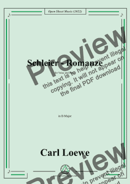 page one of Loewe-Schleier-Romanze,in B Major,for Voice and Piano 