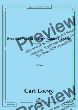 page one of Loewe-Brautlied Von der zarten Kinder Handen,in E Major,for Voice and Piano