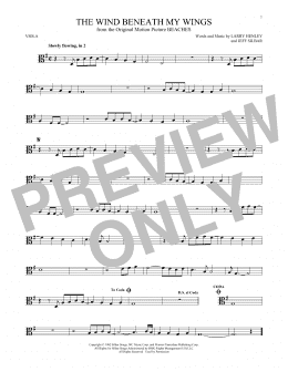 page one of The Wind Beneath My Wings (Viola Solo)