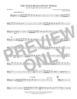 page one of The Wind Beneath My Wings (Trombone Solo)