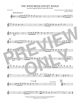 page one of The Wind Beneath My Wings (Alto Sax Solo)