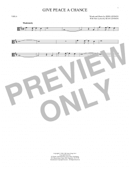 page one of Give Peace A Chance (Viola Solo)