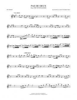 page one of Pas de deux (from The Nutcracker) (Recorder Solo)