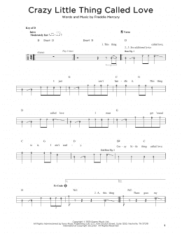 page one of Crazy Little Thing Called Love (Easy Bass Tab)