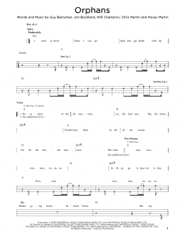 page one of Orphans (Easy Bass Tab)