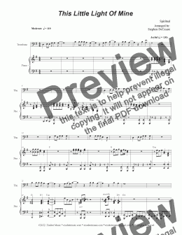 page one of This Little Light Of Mine (Trombone solo and Piano)