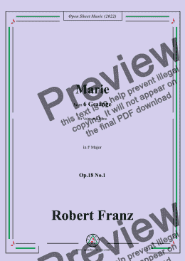 page one of Franz-Marie,in F Major,Op.18 No.1,for Voice and Piano