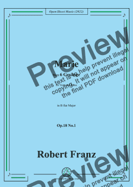 page one of Franz-Marie,in B flat Major,Op.18 No.1,for Voice and Piano