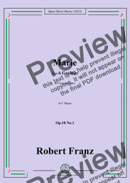 page one of Franz-Marie,in C Major,Op.18 No.1,for Voice and Piano