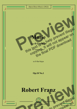 page one of Franz-Marie,in D flat Major,Op.18 No.1,for Voice and Piano