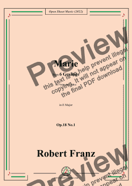 page one of Franz-Marie,in E Major,Op.18 No.1,for Voice and Piano