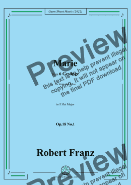 page one of Franz-Marie,in E flat Major,Op.18 No.1,for Voice and Piano