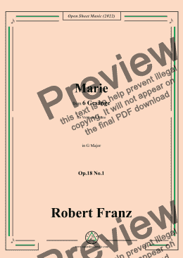 page one of Franz-Marie,in G Major,Op.18 No.1,for Voice and Piano