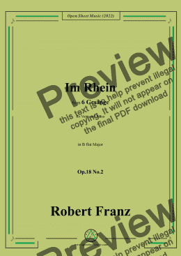 page one of Franz-Im Rhein,in B Major,Op.18 No.2,for Voice and Piano