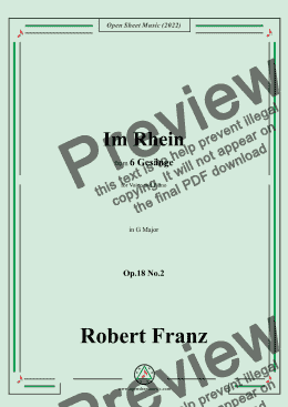 page one of Franz-Im Rhein,in G Major,Op.18 No.2,for Voice and Piano