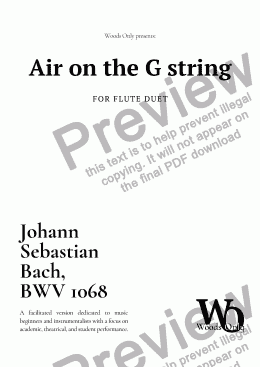 page one of Air on the G String by Bach for Easy Flute Duet