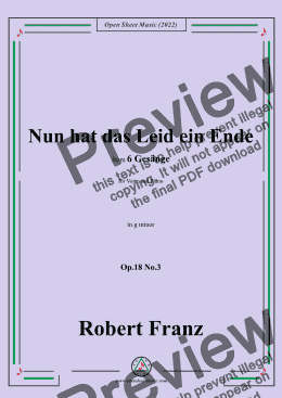 page one of Franz-Nun hat das Leid ein Ende,in g minor,Op.18 No.3,for Voice and Piano