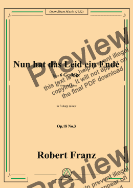 page one of Franz-Nun hat das Leid ein Ende,in f sharp minor,Op.18 No.3,for Voice and Piano