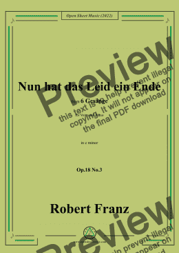 page one of Franz-Nun hat das Leid ein Ende,in c minor,Op.18 No.3,for Voice and Piano