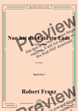 page one of Franz-Nun hat das Leid ein Ende,in e minor,Op.18 No.3,for Voice and Piano