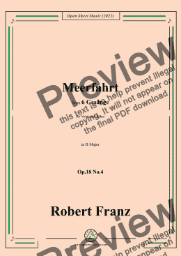 page one of Franz-Meerfahrt,in B Major,Op.18 No.4,for Voice and Piano