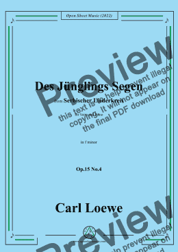 page one of Loewe-Des Junglings Segen,in f minor,Op.15 No.4