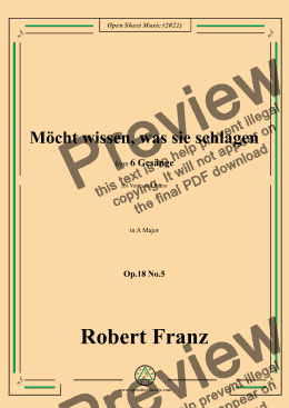 page one of Franz-Mocht wissen,was sie schlagen,in A Major,Op.18 No.5,for Voice and Piano