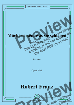 page one of Franz-Mocht wissen,was sie schlagen,in B Major,Op.18 No.5,for Voice and Piano