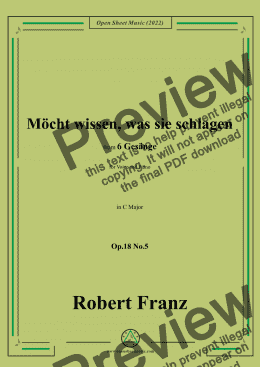 page one of Franz-Mocht wissen,was sie schlagen,in C Major,Op.18 No.5,for Voice and Piano