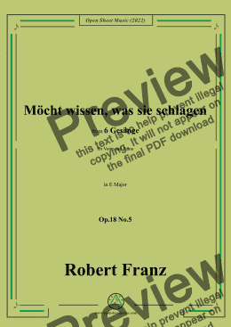 page one of Franz-Mocht wissen,was sie schlagen,in E Major,Op.18 No.5,for Voice and Piano