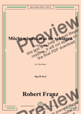 page one of Franz-Mocht wissen,was sie schlagen,in E flat Major,Op.18 No.5,for Voice and Piano