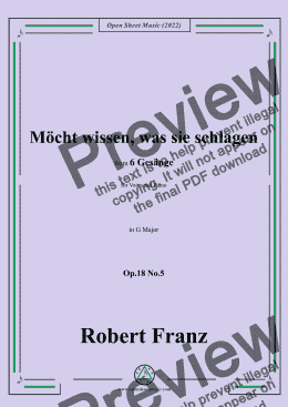 page one of Franz-Mocht wissen,was sie schlagen,in G Major,Op.18 No.5,for Voice and Piano